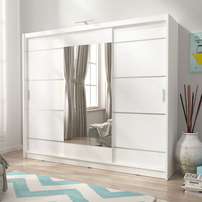 Armoire-dressing 3 portes Luik (250x214cm) avec miroir et éclairage LED