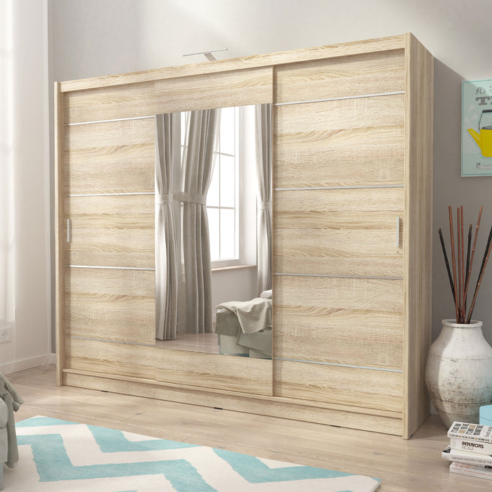 Armoire-dressing 3 portes Luik (250x214cm) avec miroir et éclairage LED