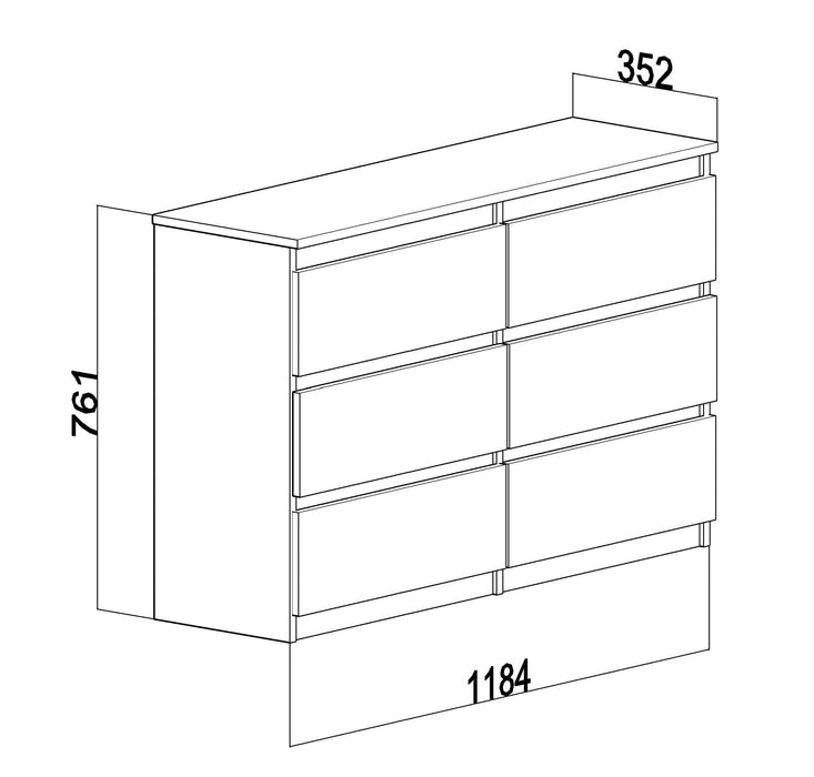 Commode Milano XL 6 tiroirs