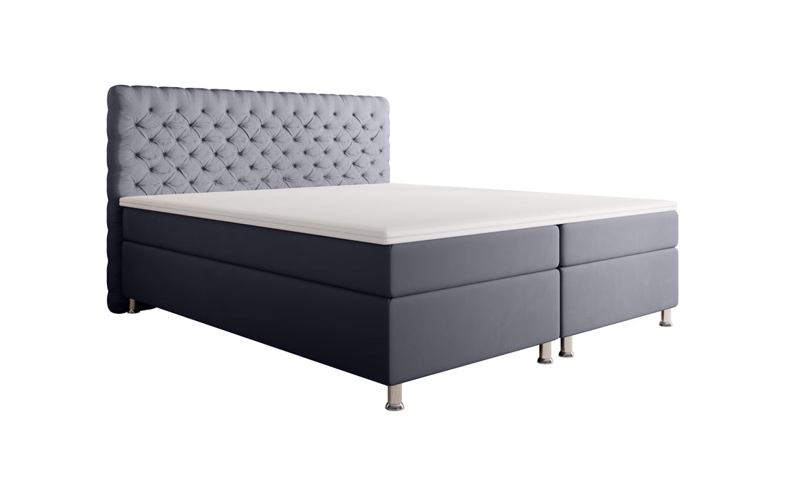 Lit boxspring Rêve en velours avec coffres de rangement