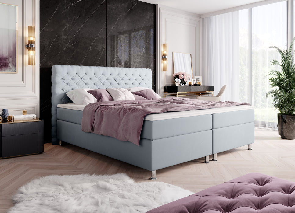 Lit boxspring Rêve en velours avec coffres de rangement