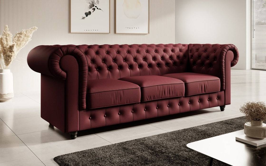 Canapé Chesterfield Hermine 3 places (simili cuir)