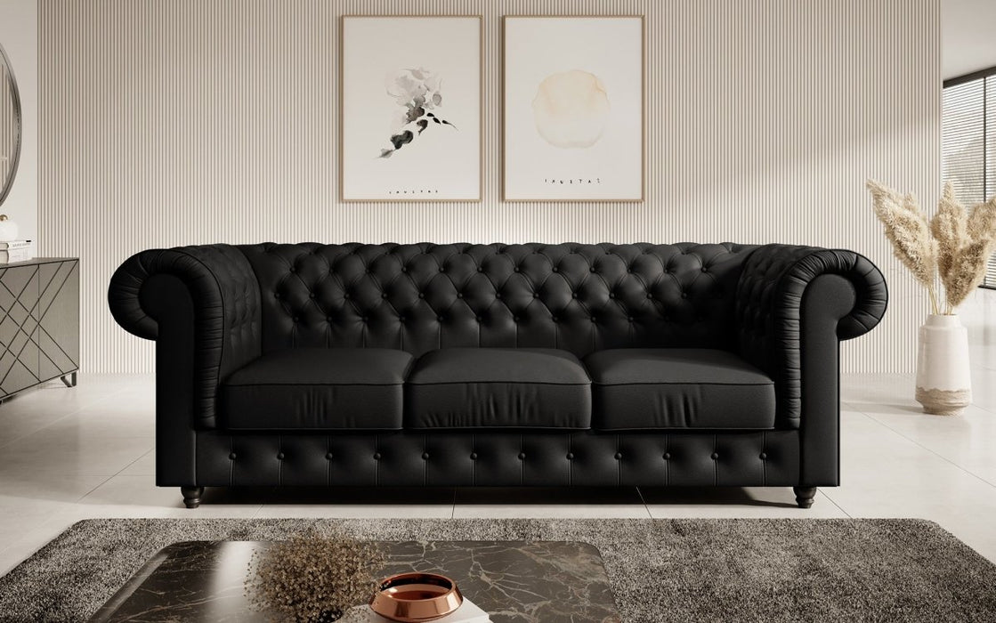 Canapé Chesterfield Hermine 3 places (simili cuir)