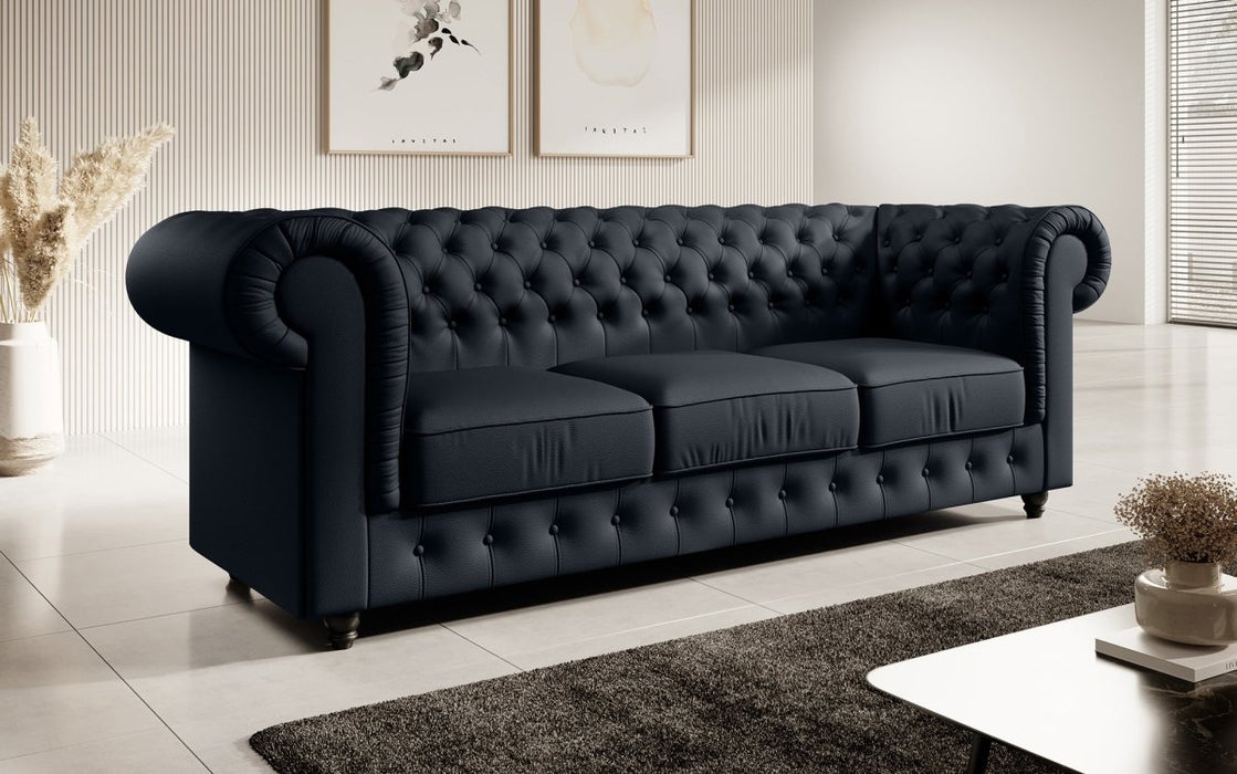 Canapé Chesterfield Hermine 3 places (simili cuir)