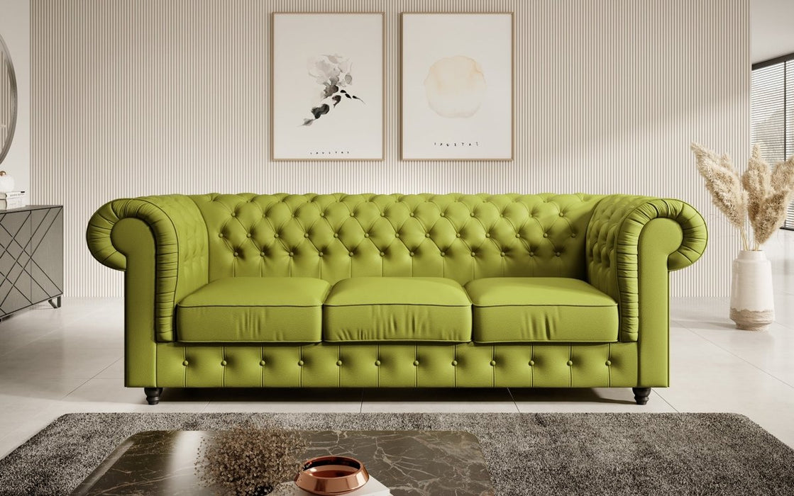 Canapé Chesterfield Hermine 3 places (simili cuir)