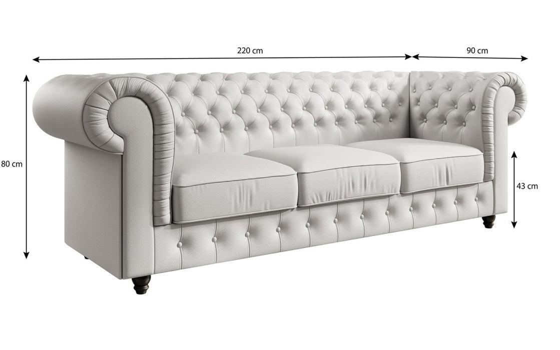 Canapé Chesterfield Hermine 3 places (simili cuir)