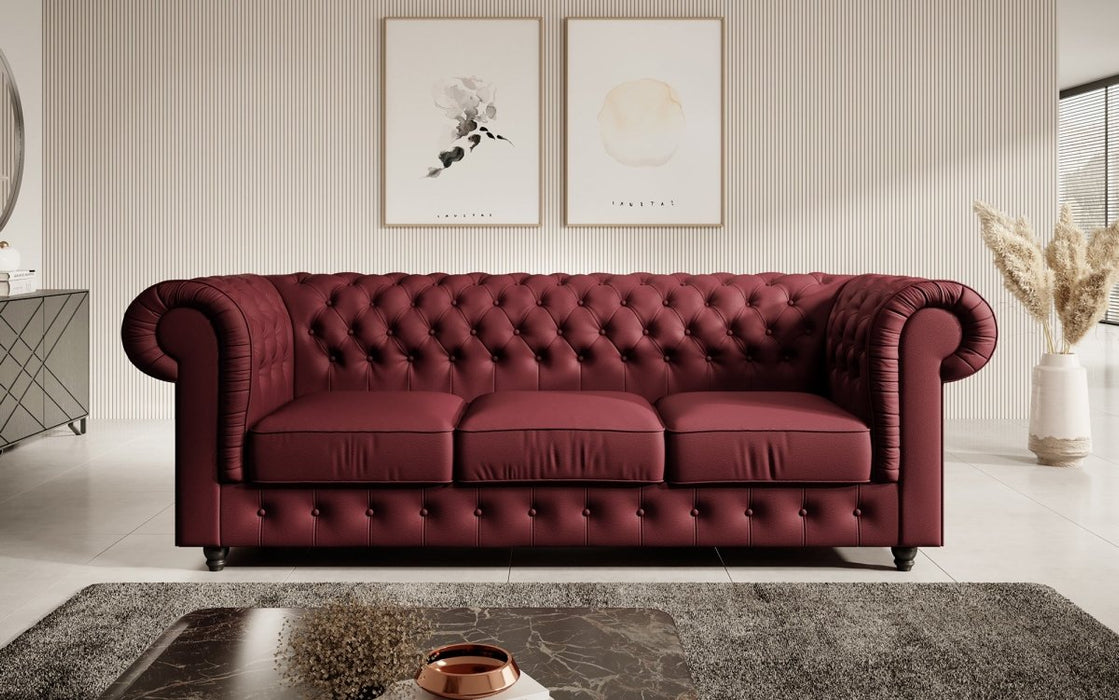 Canapé Chesterfield Hermine 3 places (simili cuir)