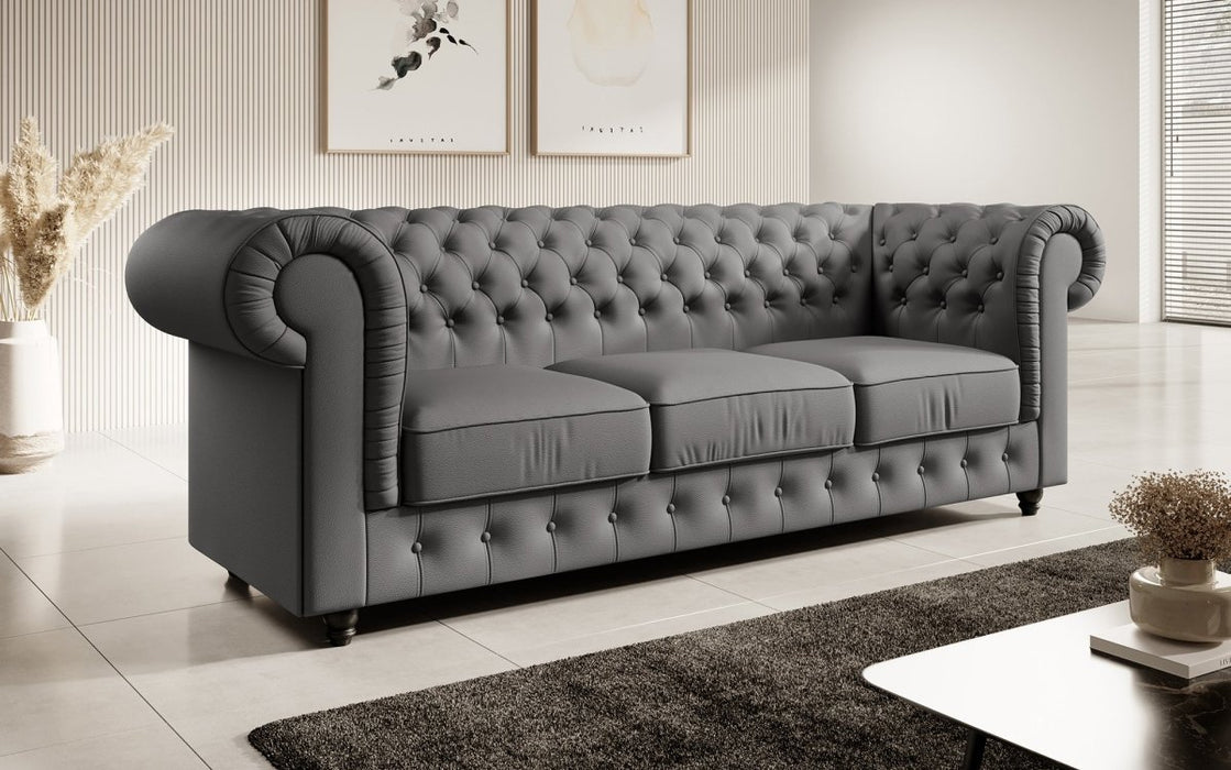 Canapé Chesterfield Hermine 3 places (simili cuir)