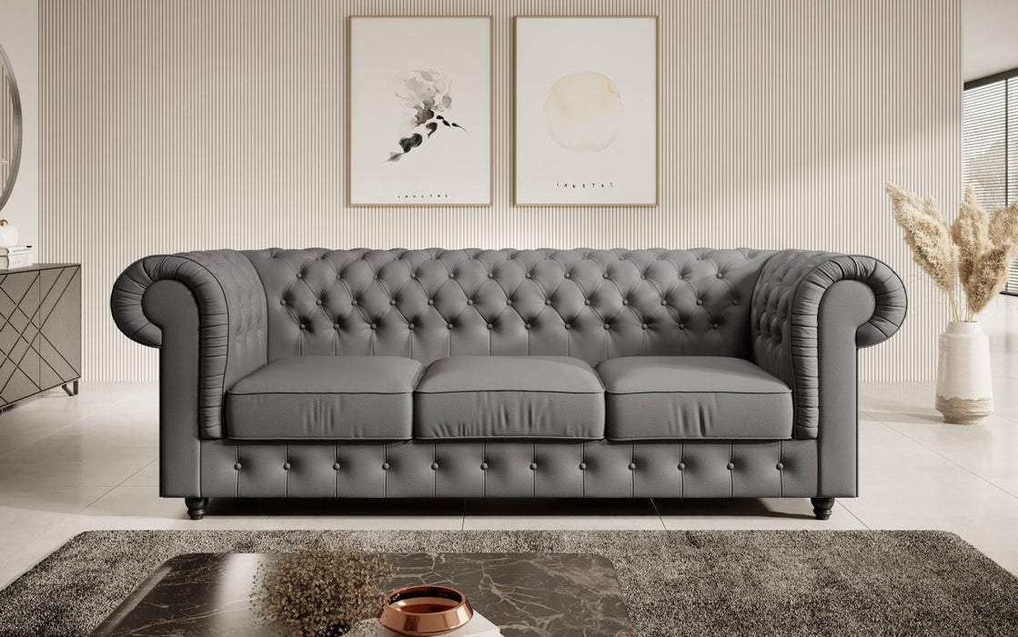 Canapé Chesterfield Hermine 3 places (simili cuir)