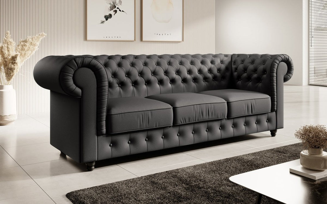 Canapé Chesterfield Hermine 3 places (simili cuir)