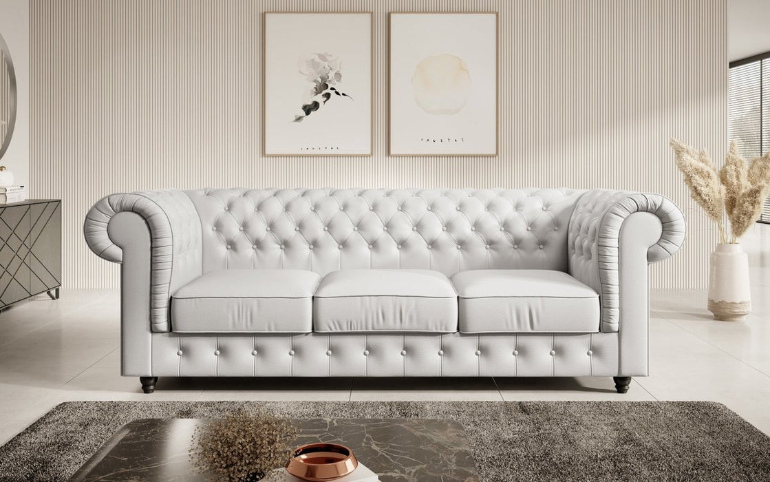 Canapé Chesterfield Hermine 3 places (simili cuir)