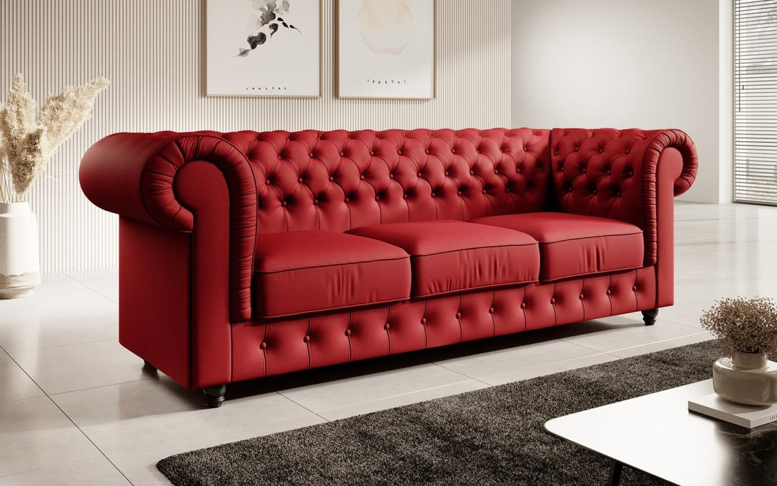 Canapé Chesterfield Hermine 3 places (simili cuir)