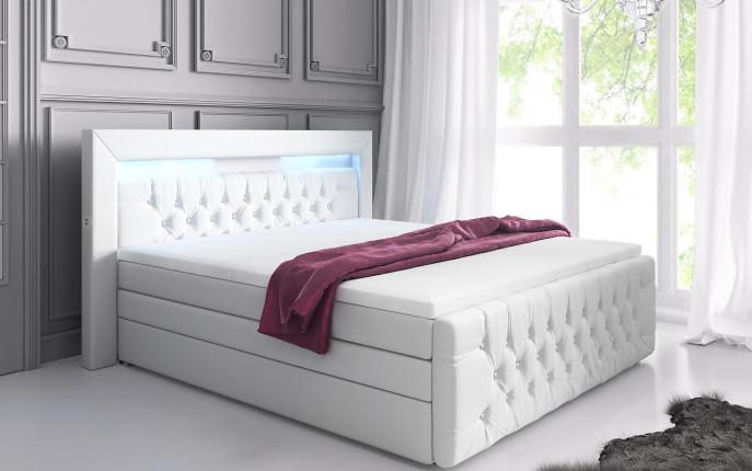 Lit boxspring Sonno avec LED, ports USB et espaces de rangement